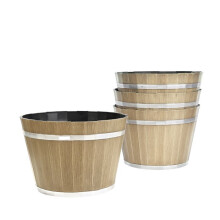 Jardinières en Plastique - DUOKU - Lot de 4 - Style Tonneau - 30 x 21 cm - Drainage Ajustable