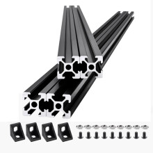 Lote de 4 Perfiles de Extrusión de Aluminio 2020 con Ranura en T-Duoku-47,2 pulgadas (1 200 mm)-Riel Lineal Anodizado Estándar Europeo