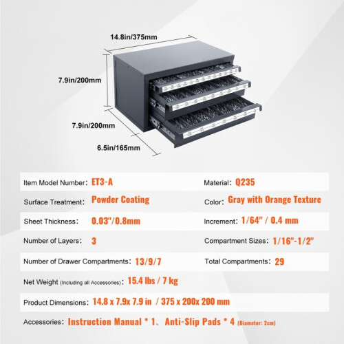 Armoire - DUOKU - ET3-A - Acier - 3 Tiroirs - 29 Compartiments 1