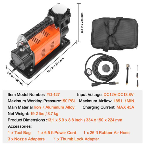 Tragbare Luftpumpe - DUOKU - YD-127 - 12 V - 150 PSI - 7,06 CFM 1