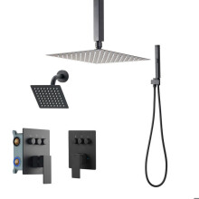 Doucheset - DUOKU - FS10282-MB-G - Regenkop 25,4 cm - Mat Zwart - 3 Functies