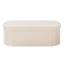 Säilytyspenkki - DUOKU - Koonnettava Munamuoto - Teddy-Puuvillaverhoiltu Laatikko - Beige - 299,37 kg