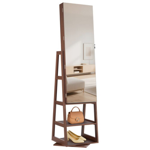 Armadio per Gioielli - DUOKU - MSL-SS1003 - Pivotante 360 - Specchio a Lunghezza Completa - MDF e Vetro
