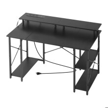 Computer bureau - DUOKU - C250144D-01 - Zwart - LED verlichting - Stopcontacten