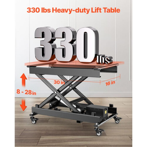 Table Elévatrice Electrique à Ciseaux Simple-Duoku-Capacité 150 kg-Hauteur Réglable de 200 à 710 mm-Equipée de 4 Roues 2