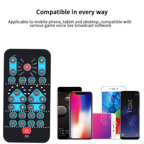Bluetooth-stemvervormer/geluidskaart voor gaming en live-uitzendingen, compacte draagbare stemmodulator met 10 stemtransformatie-modi, plug-and-play 1