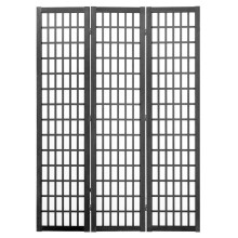 Scheidingswand - DUOKU - Japanse met 3 Panelen - Opvouwbaar in Hout - Zwart - Eigentijds Ontwerp