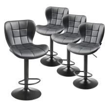 Banquetas de Bar - DUOKU - Conjunto de 4 - Couro PU - Altura Ajustável - Encosto Integrado - Preto