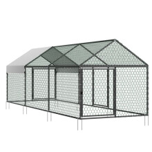 Kanaisille tarkoitettu aitauksessa - DUOKU - 1 x 3 x 1 m - Verkon peitolla - 3 ovea - Ulkokäyttöön