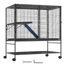 Gaiola para Furet em Metal com Rodízios-Duoku-99 cm, 2 Níveis-Espaçosa e Fácil de Montar para Diversos Pequenos Animais de Estimação