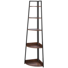 Kulmakaappi - DUOKU - 5 Tasoa - Musta Metalli - Ruskea Puu - 178 cm