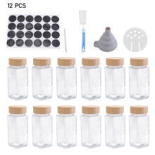 12Pcs Glass Spice Jars with Bamboo Lids