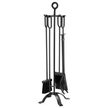Haardaccessoires - DUOKU - Set van 5 Stukken - Gietijzer - Vierpootstandaard - Zwart