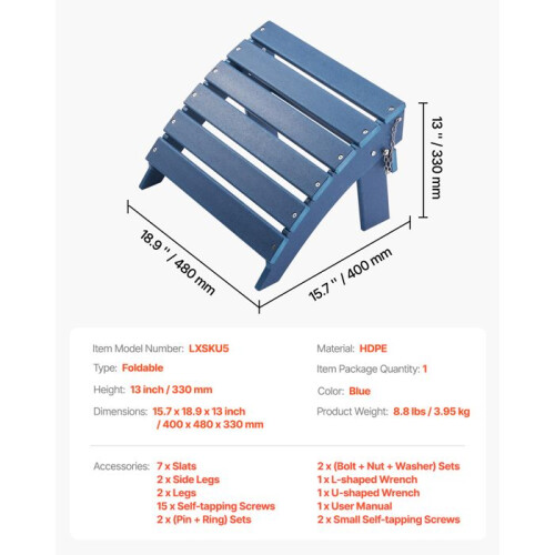 Vouwpouf - DUOKU - Adirondack - Weerbestendig - HDPE - 1 Plaats 1