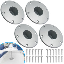4 Pack Aluminum RV Table Base with 6 Mounting Holes, Chrome Camper Floor Mount with Screws