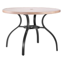 Runder Patio-Tisch - DUOKU - WZ600 - Kohlenstoffstahl - 4 Personen - Grau Holz