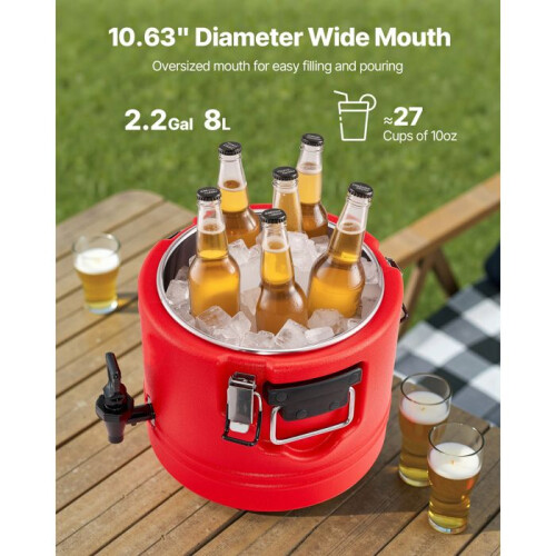 Distributore di Bevande - DUOKU - WNS-7 - 8 L - Rosso - Non Elettrico - Rubinetto 2