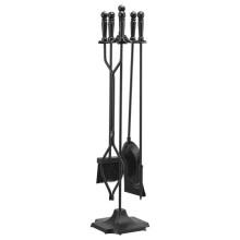 Conjunto de Accesorios de Chimenea-Duoku-5 Piezas-Kit de Hierro Forjado con Soporte de Cinco Ramas-Pinza-Pala de Cenizas-Negro
