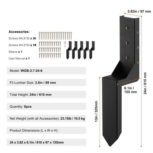 Kit de Reparação para Postes de Cerca - DUOKU - 3,5 x 3,5 Polegadas - Aço Resistente - Pacote com 6 Estacas 1