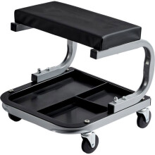 Taburete de Mecánico - DUOKU - Modelo Robusto - Capacidad 113 kg - Bandeja de Herramientas - Negro