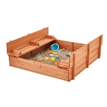 Zandbak - DUOKU - WSB - 1330 x 1200 x 430 mm - Natuurlijk Hout - Voor Kinderen Vanaf 4 Jaar