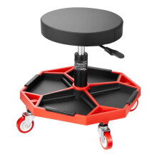 Taburete de Taller - DUOKU - XF8308 - Móvil sobre Ruedas - Altura Ajustable - Rojo