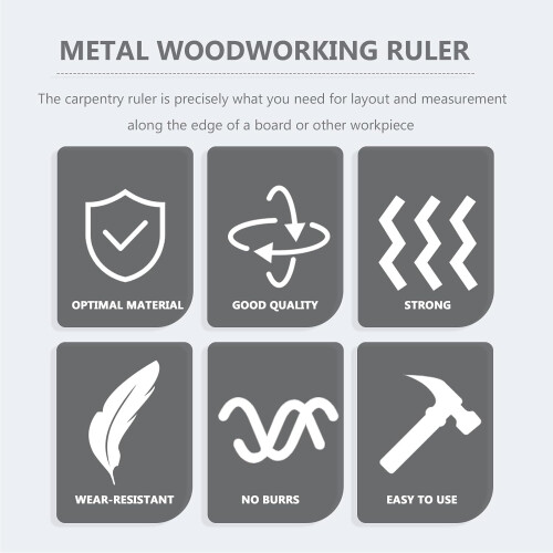 Carpentry Ruler Stainless Steel Woodworking Measuring Tool with Accurate Scale and Parallel Line Marking 2