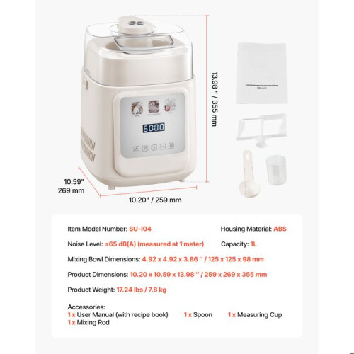 Sorveteira - DUOKU - SU-I04 - 1 L - Compressor Integrado - 4 Modos 1