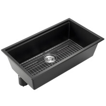 Küchenspüle - DUOKU - Unterbau-Modell - 83,8 cm - 1 Einzelbecken - Matt Schwarz