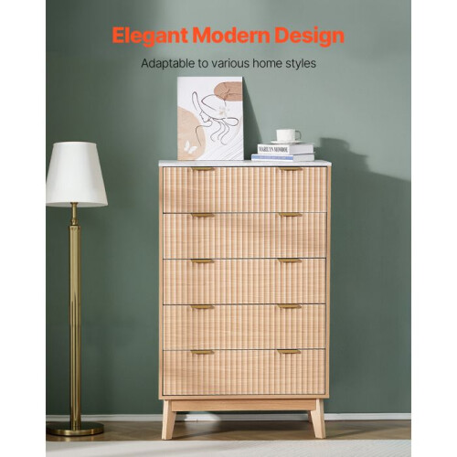 Commode - DUOKU - IVY-VVR-009 - 5 Tiroirs - Bois Clair - Anti-basculement 2