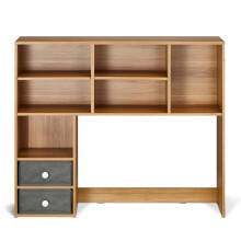 Bibliothèque de Bureau - DUOKU - 3 Niveaux - 2 Tiroirs en Tissu - 94x25,4x79,2 cm - Marron