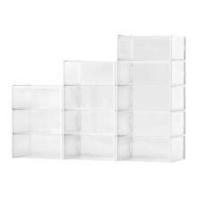 Boîtes à chaussures empilables - DUOKU - 3L-901NP-12E - Lot de 12 - Détachables - Transparent (cadre blanc) - Jusqu'à US 11
