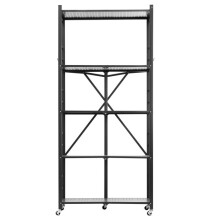 Vouwbare Mobilere Plank-Duoku-5 Niveaus-Vouwbare Plank op Wielen-81x36x183 cm-Robuste Metaal-Maximale Belastbaarheid 340 kg-Zwart