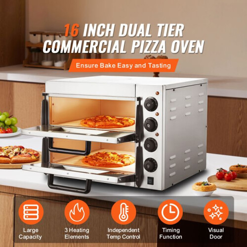 Pizzaoven - DUOKU - FY-EP-2 - 40,6 cm - RVS - Elektrisch 2