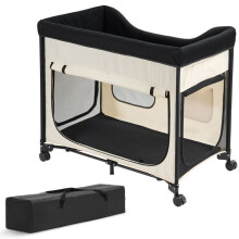 Cama elevada para animais - DUOKU - XL - Tecido Oxford 600D - Rodas - Bege