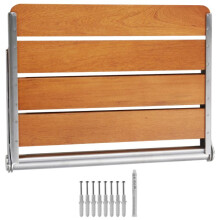 Sgabello da Doccia Pieghevole in Teak-Duoku-20,9 x 16 pollici Sgabello da Doccia Pieghevole da Fissare a Muro con Capacità di Carico di 226,8 kg