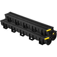Kit Caniveau Extérieur - DUOKU - Lot de 3 - Drainage Tranchée - Plastique HDPE - Noir