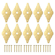 10pcs Brass Cabinet Knob Backplate 2.36 Inch Diamond Shape Vintage Drawer Pull for Furniture