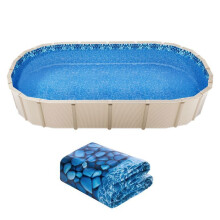 RevĂŞtement de Piscine Ovale - DUOKU - 732x366x120 cm - Vinyle Durable - Unibead Standard