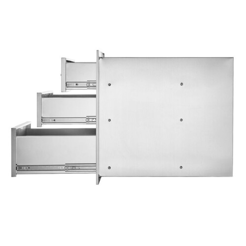 Gavetas de Acesso Triplo para Cozinha Externa-Duoku-18 x 23 Polegadas-em Aço Inoxidável-com Cabo Cromado-18 x 23 x 23 Polegadas