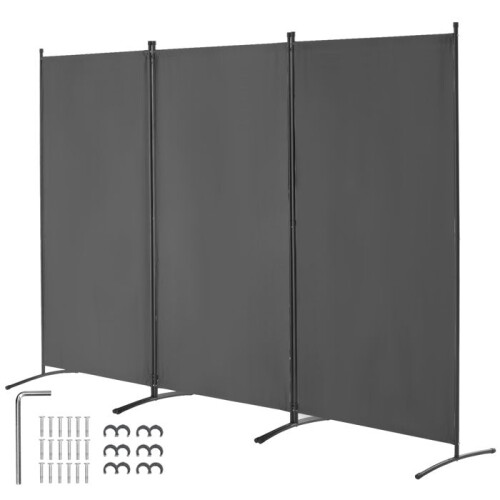 Scheidingselement - DUOKU - Vouwscherm - 3 Panelen - Grijs - Binnen