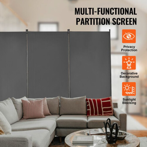 Scheidingselement - DUOKU - Vouwscherm - 3 Panelen - Grijs - Binnen 2