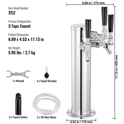 Distributeur de Bière - DUOKU - Triple Robinet - 2,7 kg - 435 mm - Système D 1