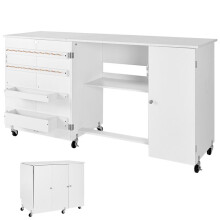 Mesa de costura plegable - DUOKU - HL20250625002TM-W - Diseño compacto - Ruedas - Espacios de almacenamiento