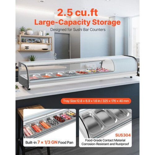 Vitrine Réfrigérée à Sushis - DUOKU - GN-72L - 72 L - 7 Bacs - Éclairage LED 2