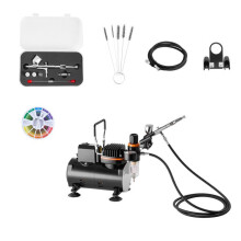 Kit aérographe avec Compresseur d’air 1/6 HP-Duoku-Compresseur Professionnel à Double Action-inclus 1 Pistolet-3 buses