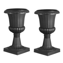 Plantenbak Urn van Plastic-Duoku-25 x 42 cm-Set van 2 Klassieke Bloempotten-Ideaal voor Binnen-Zwart