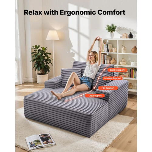 Chaise Longue - DUOKU - Model 8034 - Ergonomisch - Zachte nepbont - Grijs 2