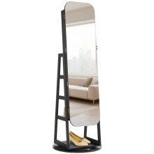Armadio per Gioielli Girevole a 360-Duoku-Organizzatore su Piede-con Specchio a Lunghezza Completa-Altezza 1600 mm-Shelving di Stoccaggio