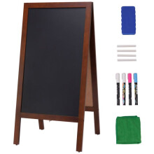 Cavalletto Fermaporta 102x51cm-Duoku-Tabellone Nero Magnetico con Supporto in Legno Pieghevole-4Gessetti 4Pennarelli 1Cancellino-Menù Bar Caffè